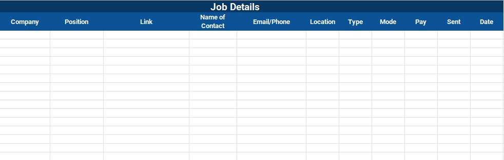 MDS Job Tracker Spreadsheet